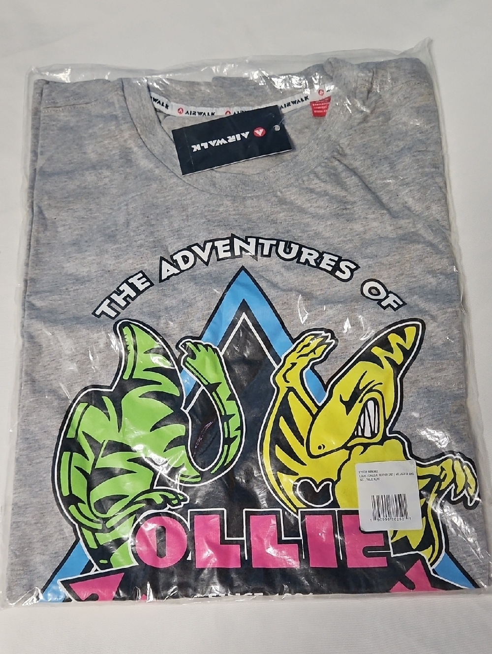 Airwalk Gray Short Sleeve Tee with Colorful Dino Graphic